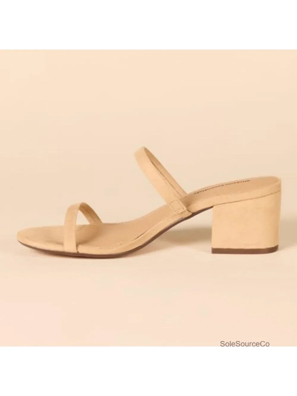 Thin Two Strap Block Heel Sandals with Memory Foam Insole, Non-Slip